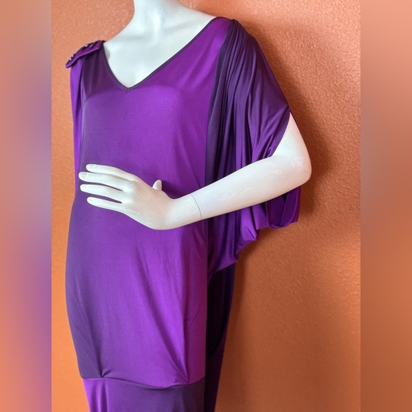 BOUNCE VINTAGE Elegant Purple Draped Dress Size 48. E45 - Picture 9 of 16